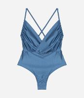 Maiô Cavado em Microfibra com Busto Transpassado e Franzido - 1