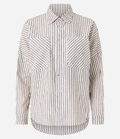 Camisa em Jeans Listrada com Cava Deslocada - 1