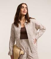 Camisa em Jeans Listrada com Cava Deslocada - 2