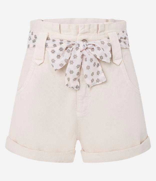 Short Mom em Sarja com Cinto Lenço e Barra Dobrada - 1