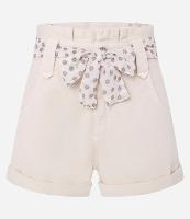 Short Mom em Sarja com Cinto Lenço e Barra Dobrada - 1