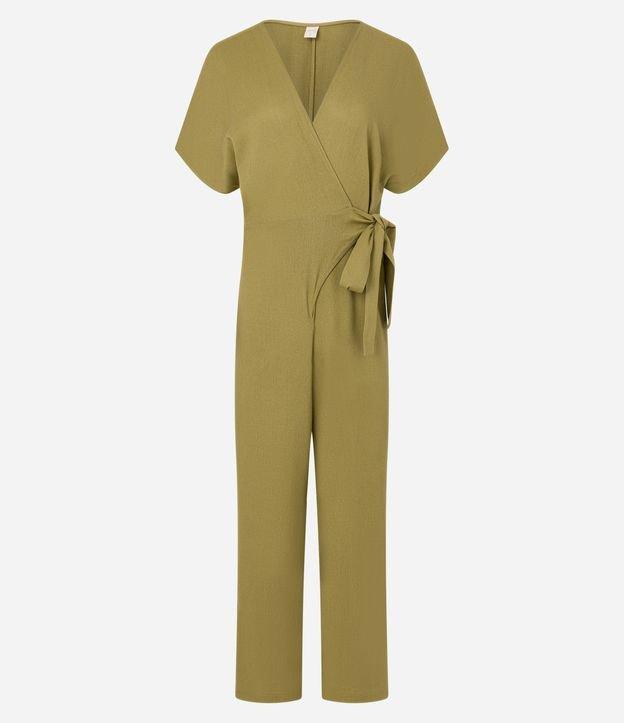 Macacão Reto em Viscolinho Transpassado com Amarração - 1