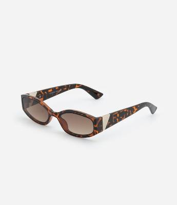 Óculos de Sol Pequeno Tartaruga e Detalhes Contrastantes