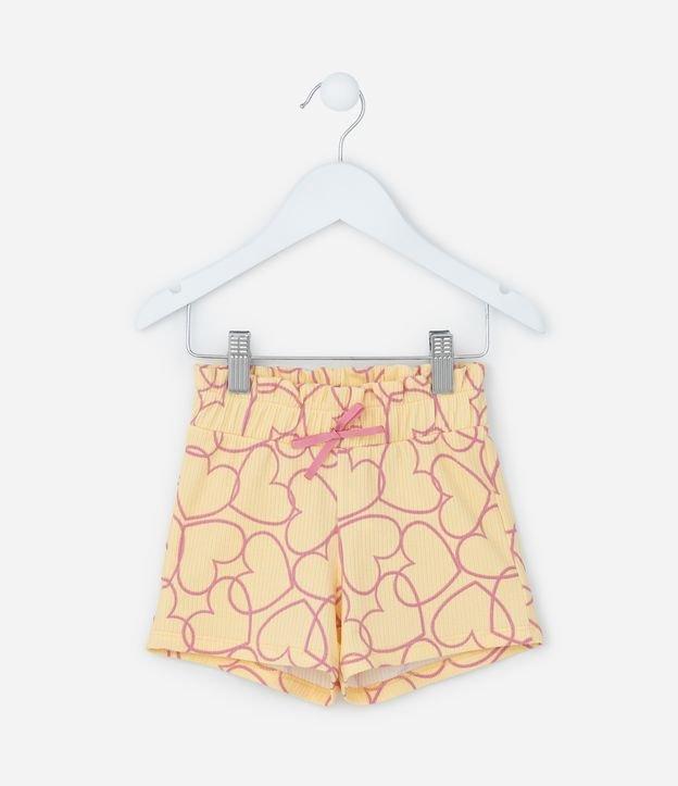 Short Infantil Canelado com Estampa Corações - Tam 1 a 6 Anos - 1