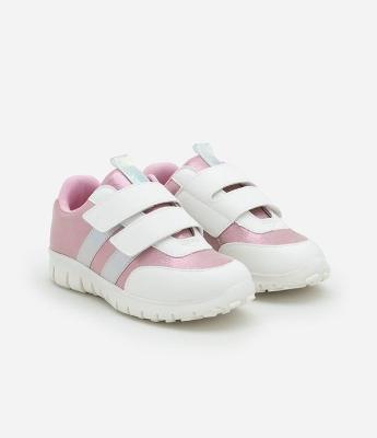 Tênis Infantil com Velcro e Recortes Holográficos - Tam 20 a 27