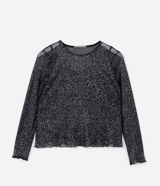 Blusa em Tule com Brilhos Contrastantes Curve & Plus Size - 1