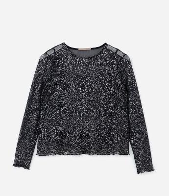 Blusa em Tule com Brilhos Contrastantes Curve & Plus Size