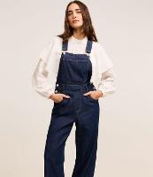 Jardineira Longa em Jeans com Botões Laterais - 1