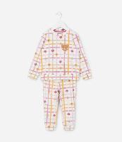 Pijama Infantil em Plush com Estampa Ursinho e Xadrez - Tam 2 a 4 Anos - 1