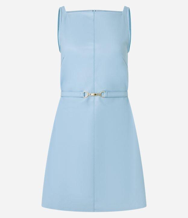Vestido Curto em PU com Cinto de Fivela Diferenciada - 1