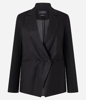 Blazer Alfaiataria em Viscolinho com Detalhe Assimétrico