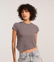 Blusa em Algodão com Brilhos Aplicados e Barra Assimétrica - 2