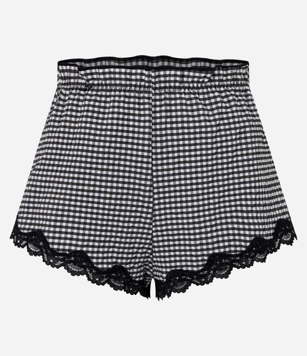 Short de Pijama com Estampa Xadrez Vichy e Renda - 1