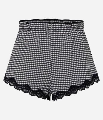 Short de Pijama com Estampa Xadrez Vichy e Renda