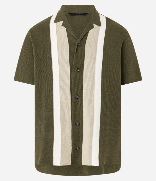 Camisa Regular em Tricô com Listras Contrastantes - 1