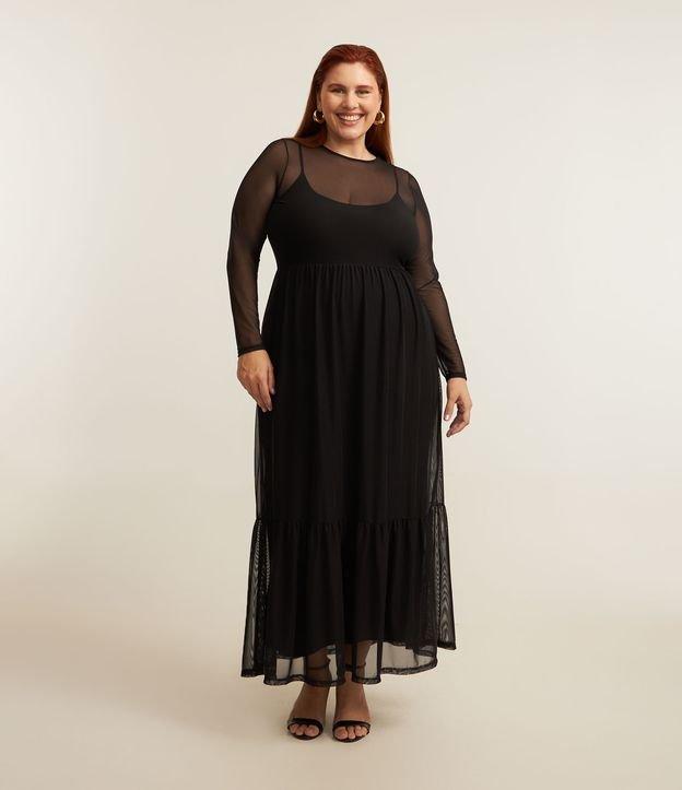 Vestido Midi Tule Sobreposto com Babados Curve & Plus Size - 2