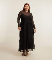 Vestido Midi Tule Sobreposto com Babados Curve & Plus Size - 2