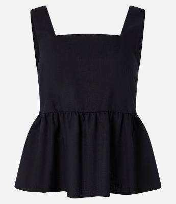 Blusa Peplum em Viscolinho com Decote Quadrado