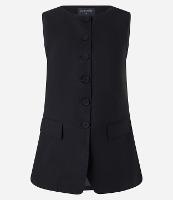 Colete Longo em Viscolinho com Botões Forrados e Lapelas - 1