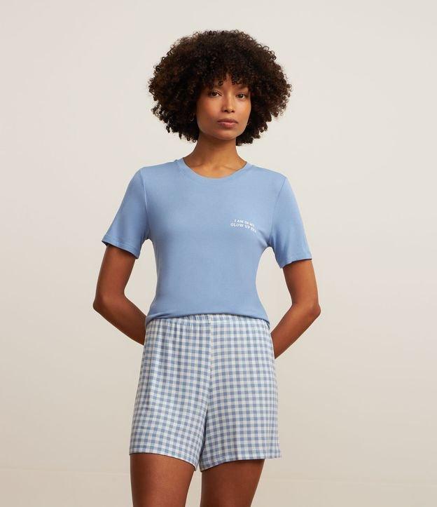 Pijama Short Doll com Estampa Xadrez e Frase - 2