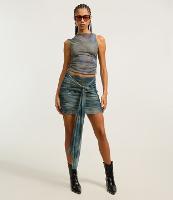 Blusa em Tule com Drapeado e Estampa Abstrata - 2