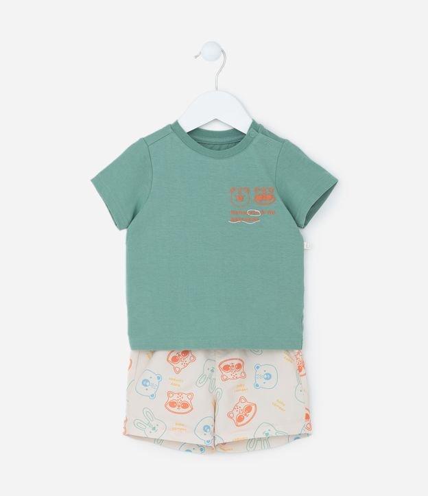 Conjunto Infantil em Algodão Estampa Cara de Bichinhos - Tam 0 a 18 meses - 1