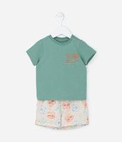 Conjunto Infantil em Algodão Estampa Cara de Bichinhos - Tam 0 a 18 meses - 1