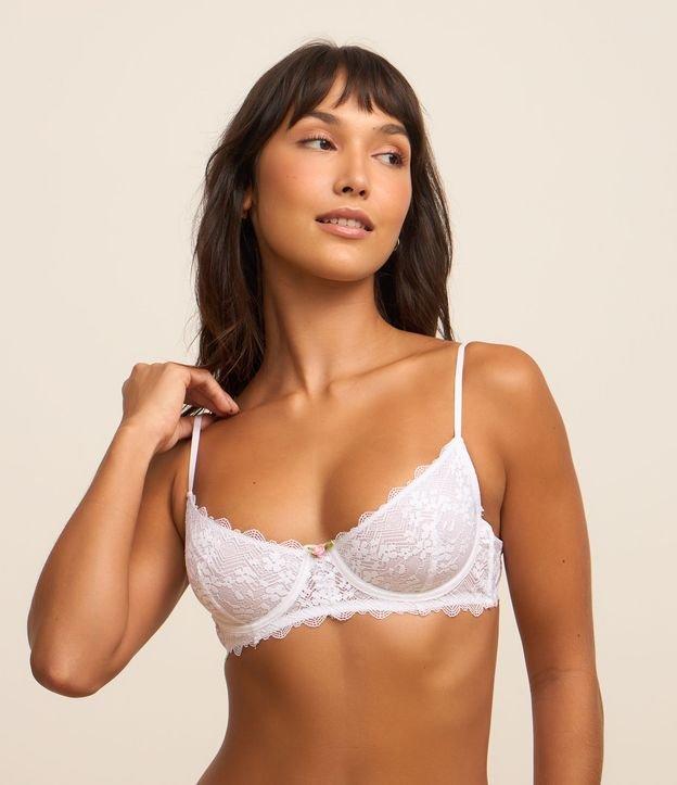 Sutiã sem Bojo com Aro em Renda Floral - 1