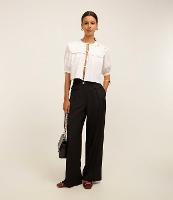 Calça Wide Leg Alfaiatada com Lapelas e Pregas - 1