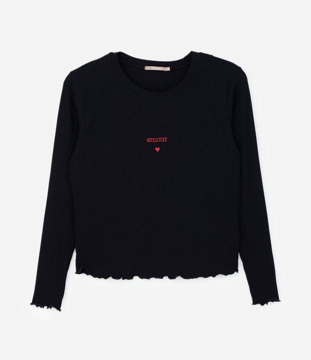 Blusa em Ribana com Estampa Bordada Amour Curve & Plus Size - 1