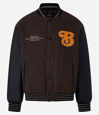 Jaqueta Bomber College com Estampa Bordada e Mangas em Pu