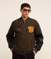 Jaqueta Bomber College com Estampa Bordada e Mangas em Pu - 2