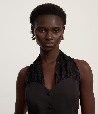 Colete Alfaiatado Frete Única com Alça de Renda