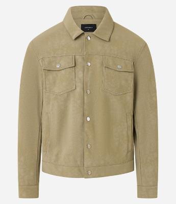 Jaqueta Trucker em Camurça com Gola Colarinho