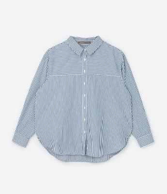 Camisa Alongada em Anarruga Listrada Curve & Plus Size