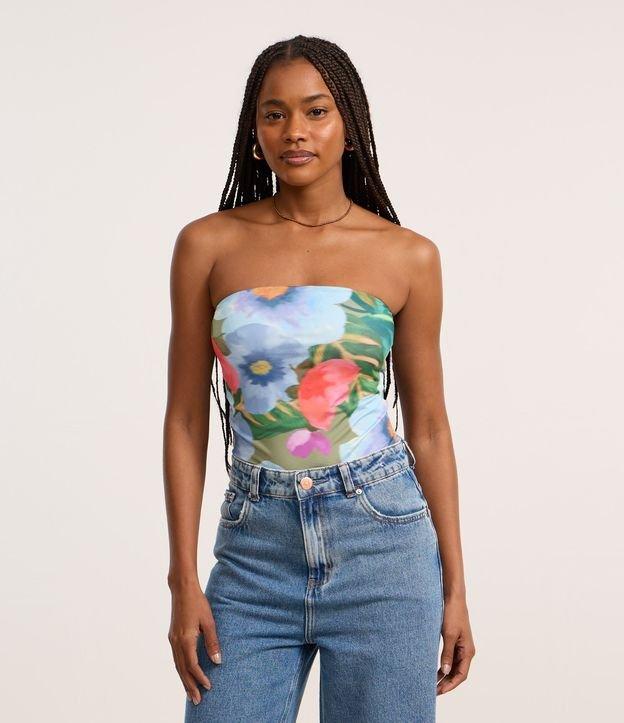 Body em Microfibra Tomara que Caia com Estampa Floral - 2