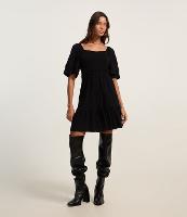 Vestido Curto Texturizado com Lastex no Busto - 1