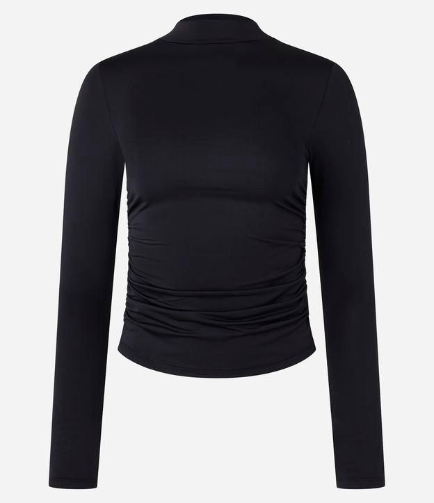 Blusa em Microfibra com Franzido e Gola Alta - 1