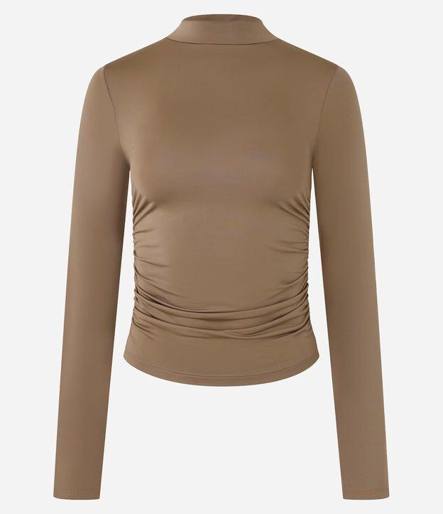 Blusa em Microfibra com Franzido e Gola Alta - 1