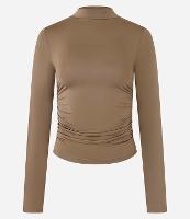 Blusa em Microfibra com Franzido e Gola Alta - 1