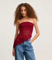 Blusa em Renda Tomara que Caia com Barra Assimétrica - 1