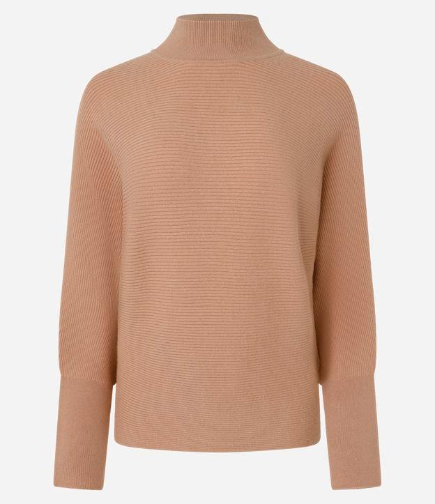 Blusa em Tricô Canelado com Gola Alta - 1