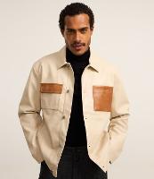 Jaqueta Trucker em Material Sintético com Bolso Contrastante - 1