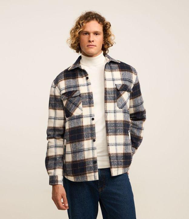 Jaqueta Trucker em Flanela com Estampa Xadrez e Sherpa - 2