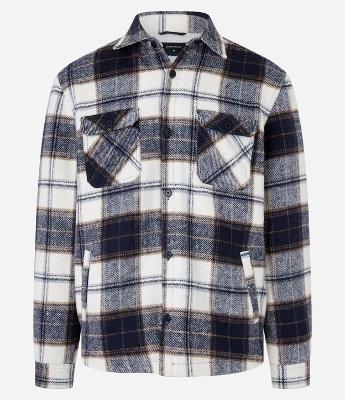 Jaqueta Trucker em Flanela com Estampa Xadrez e Sherpa