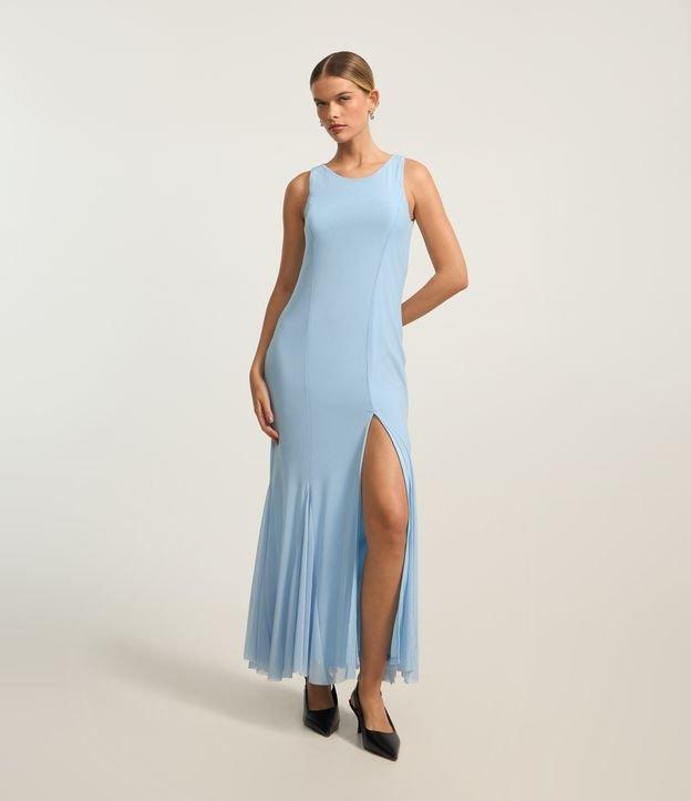Vestido Longo em Tule com Fenda Frontal - 1