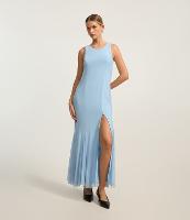 Vestido Longo em Tule com Fenda Frontal - 1