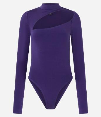 Body em Microfibra com Recorte no Busto e Gola Alta