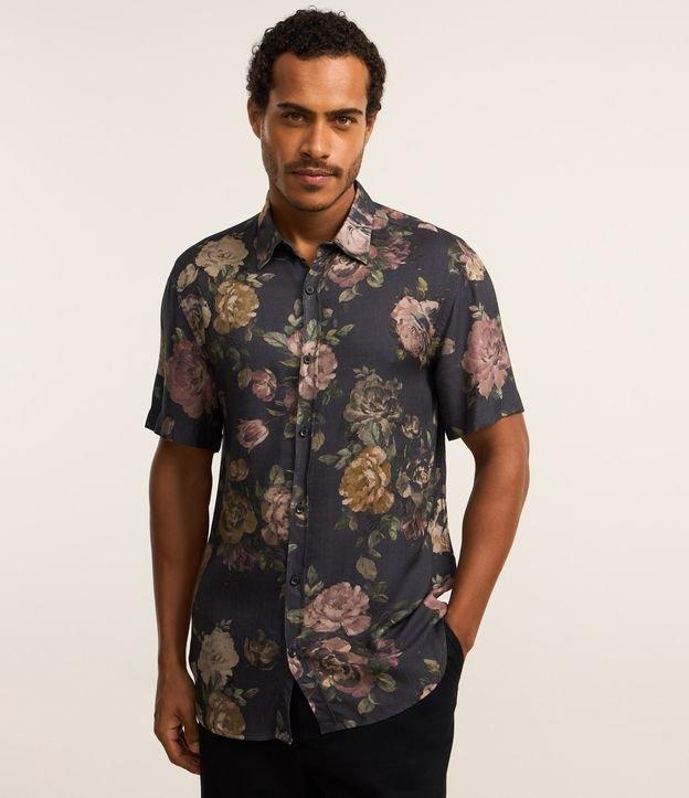 Camisa Anarruga com Botões e Estampa Floral - 1