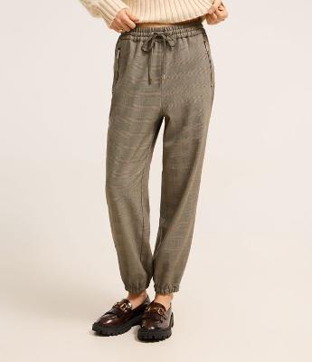 Calça Jogger Alfaiatada Xadrez com Fio Metalizado